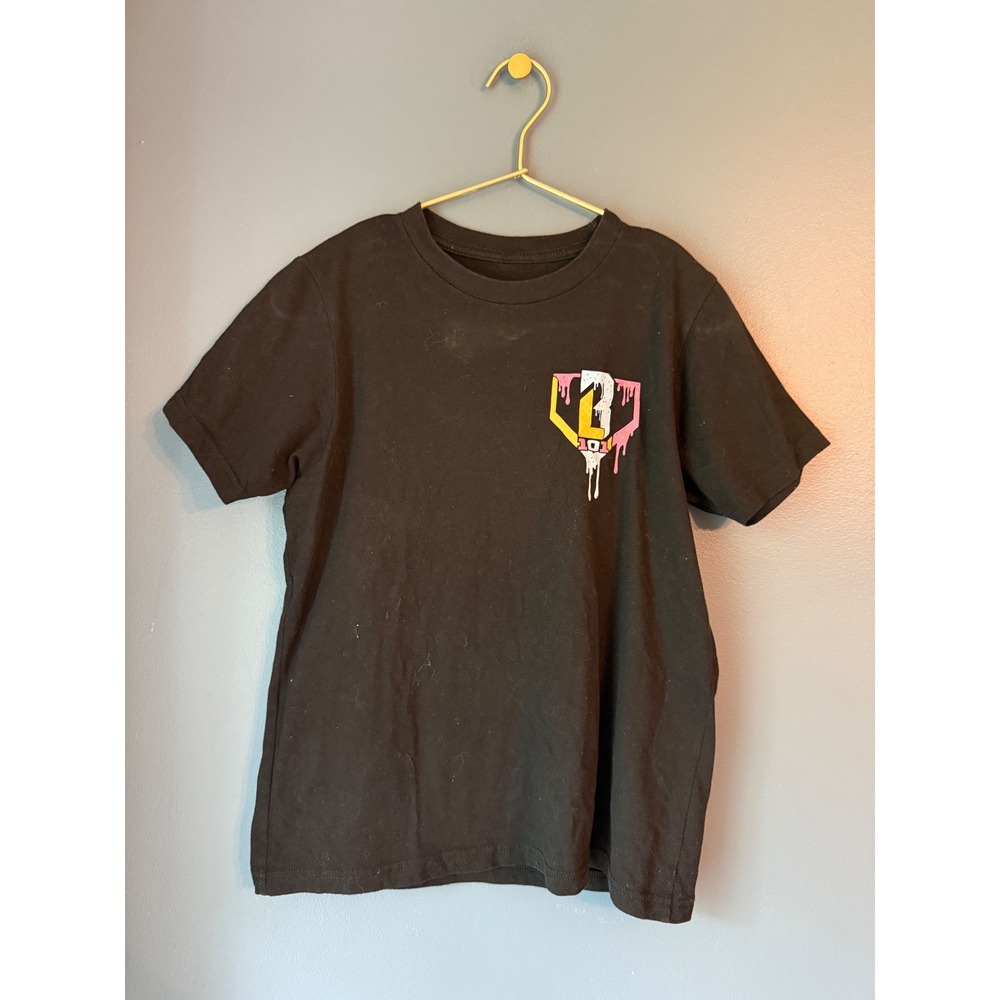 Baseball Lifestyle 101 Youth Large Black Ice Cream Graphic T-Shirt Short Sleeve